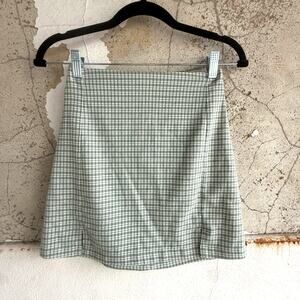 Brandy Melville Mini Skirt Plaid Green White Check Y2K Preppy Coquette One Size